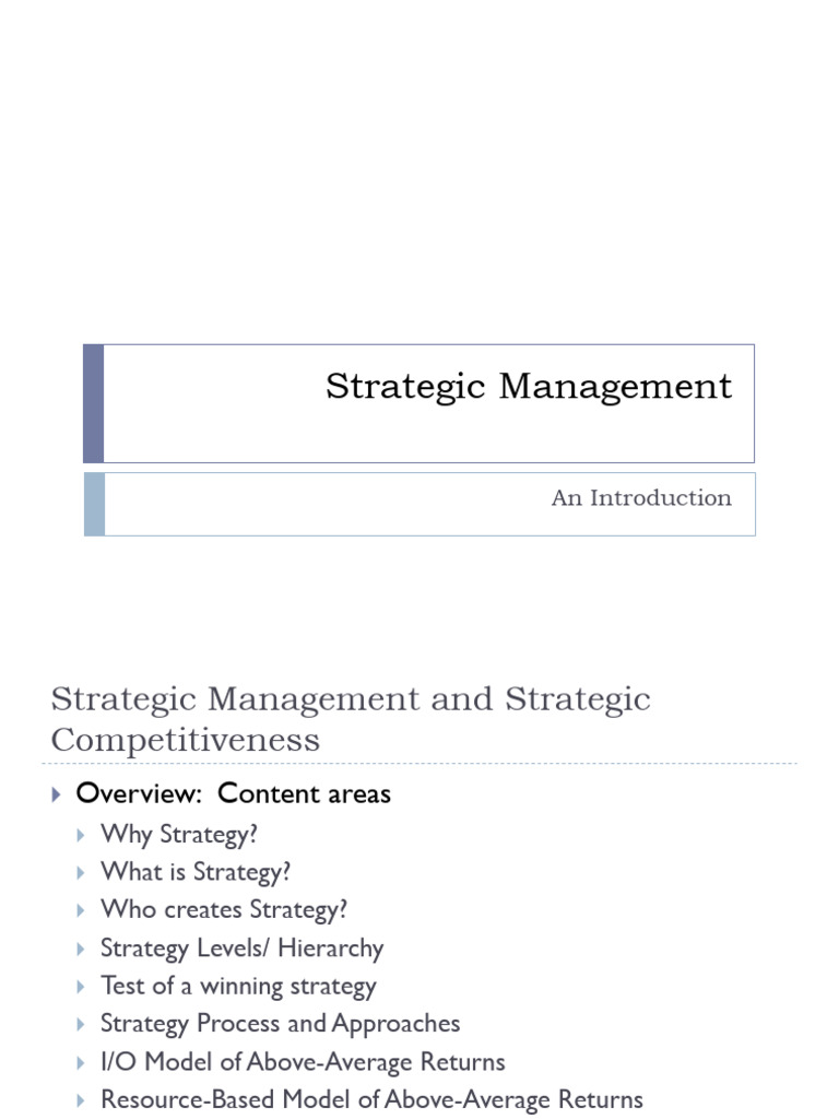 01 Strategy - Introduction | PDF | Competitive Advantage | Strategic ...