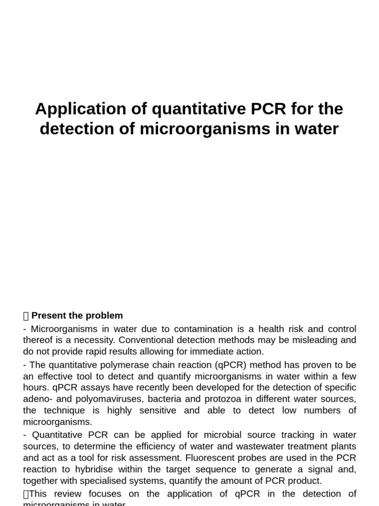 Application of Quantitative PCR For The Detection of | PDF | Real Time ...