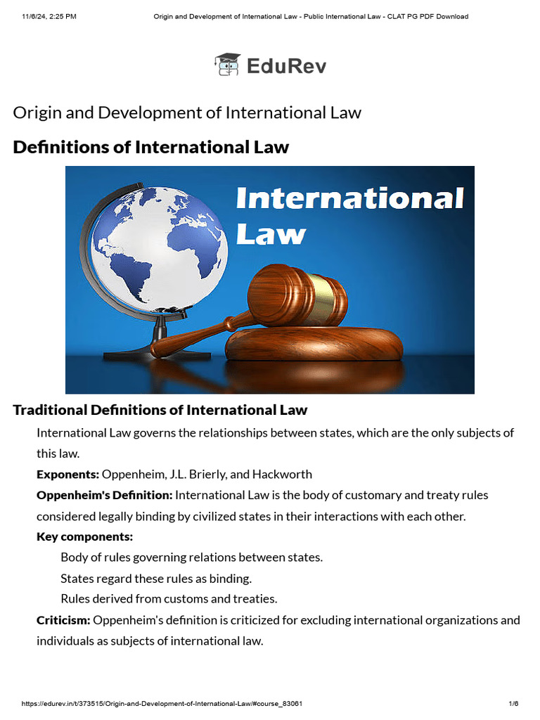 Origin and Development of International Law - Public International Law ...