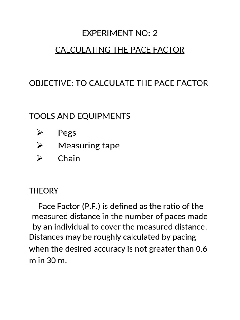 Calculating Pace Factor in Distance Measurement | PDF