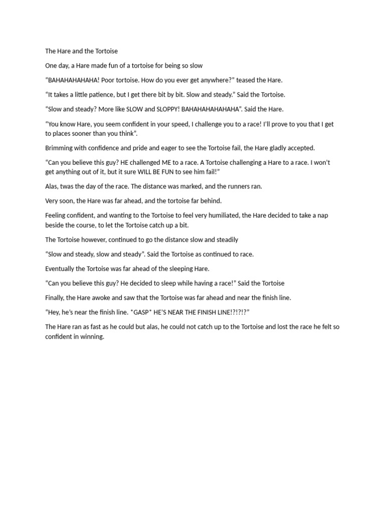 The Hare and The Tortoise | PDF