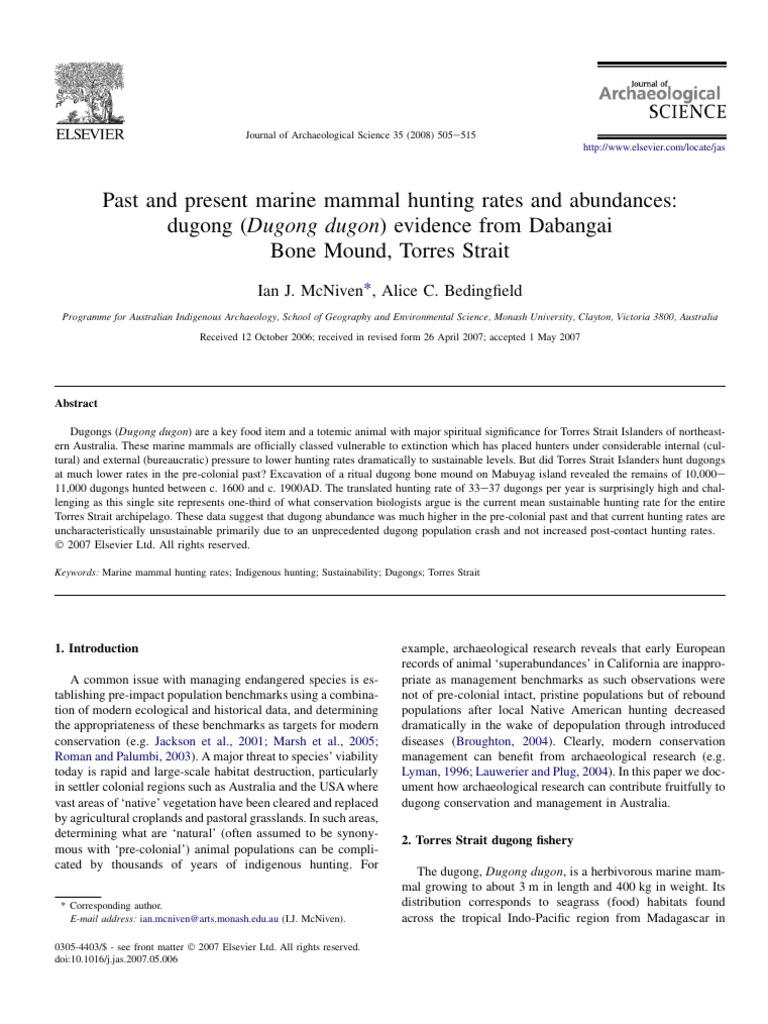 Past and Present Marine Mammal Hunting Rates and Abundances | PDF ...
