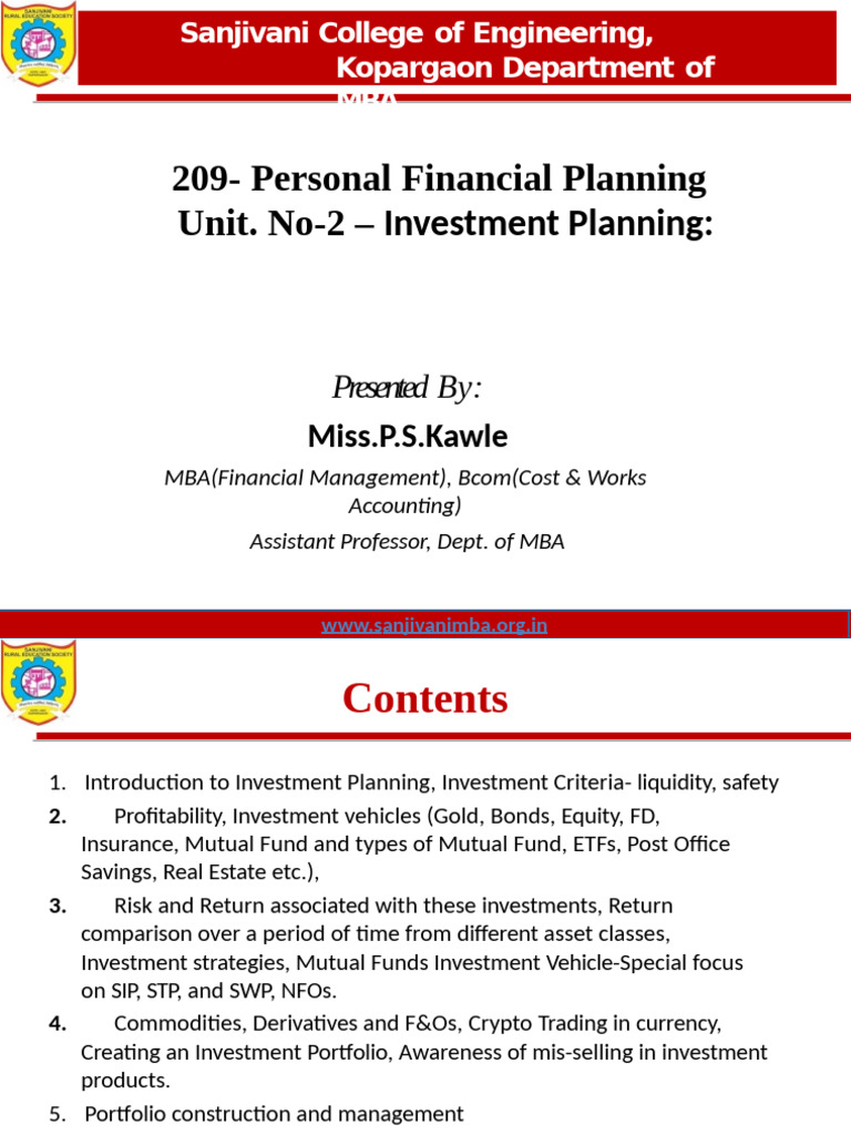 Unit No 2 - Investment Planning | PDF | Derivative (Finance) | Option ...