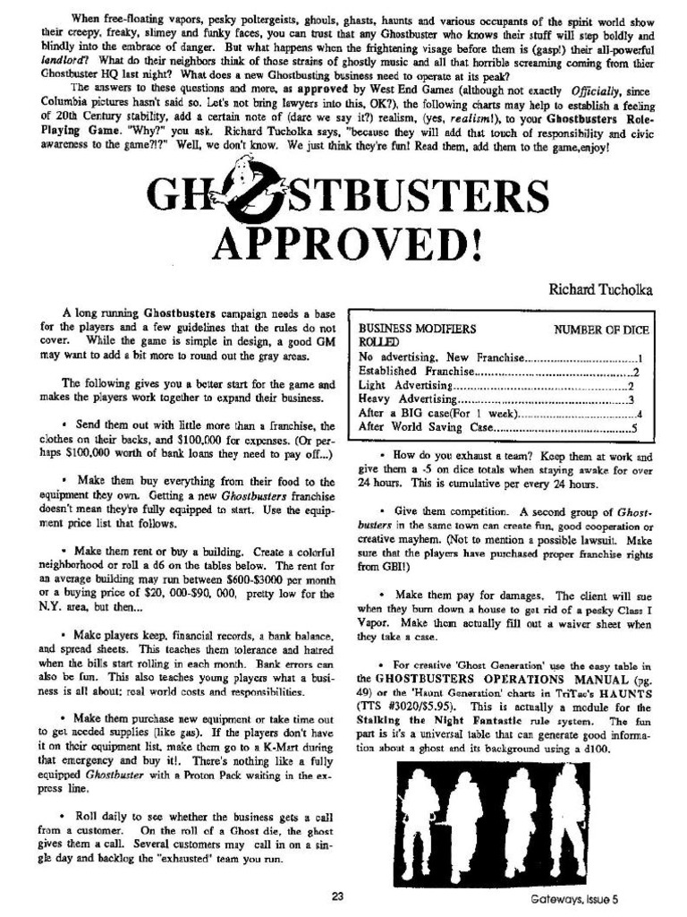 Ghostbusters Approved by Richard Tucholka - Gateways #5 | PDF
