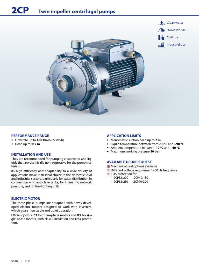 2CP Twin Impeller Pumps Overview | PDF | Pump | Manufactured Goods