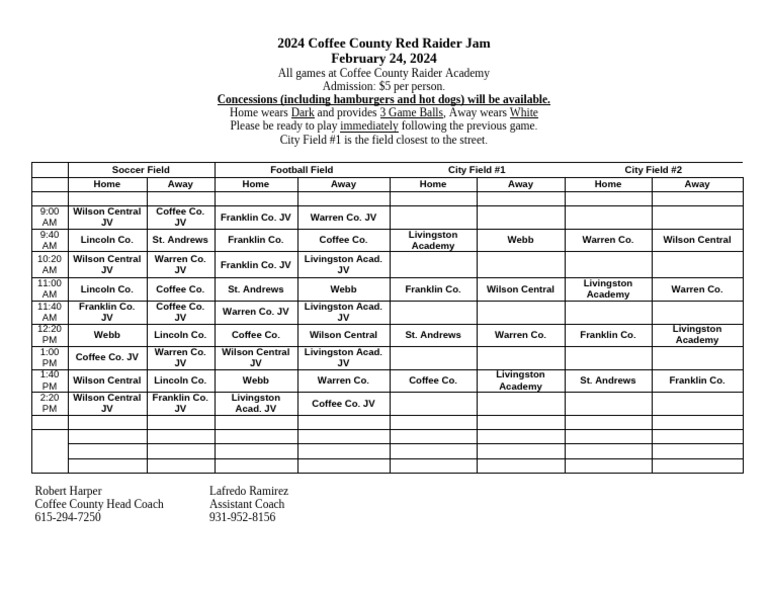 2024 Playday Schedule Pdf