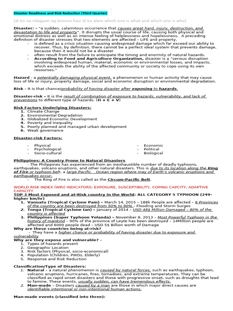 Disaster Readiness and Risk Factors Overview | PDF | Hazards | Natural ...