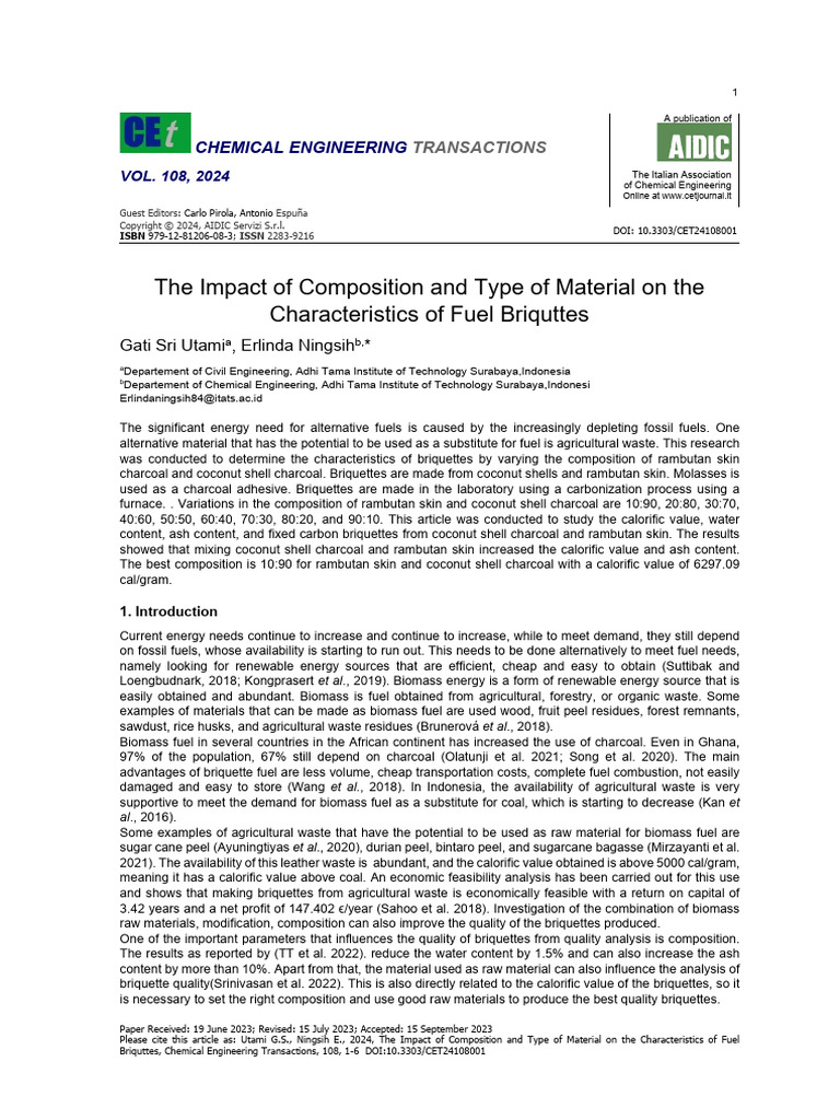 The Impact of Composition and Type of Material on the | PDF | Charcoal ...