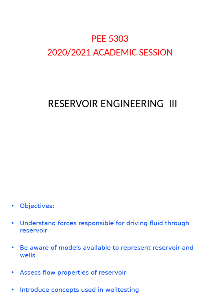 Pee 514 Reservior Engineering | PDF | Petroleum Reservoir | Mechanics