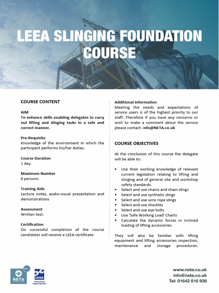 Lifting and Slinging Safety Course | PDF | Rope