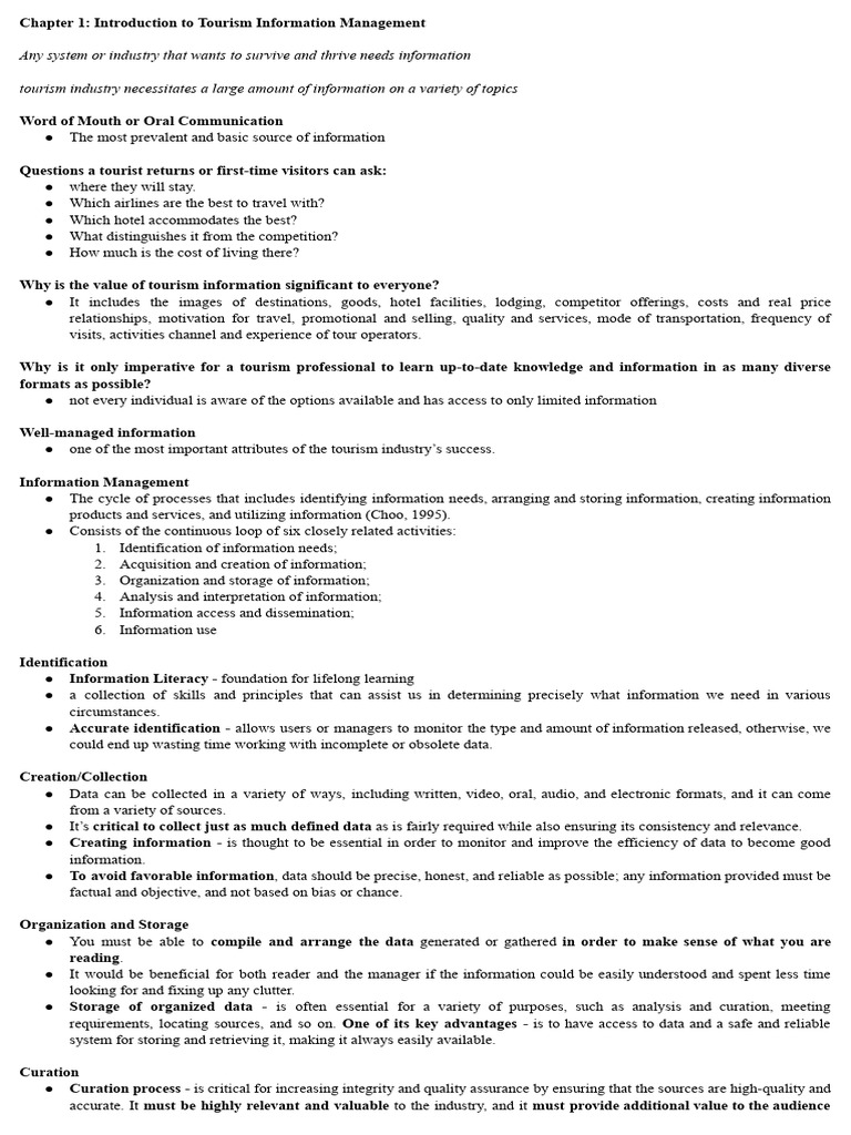 Tourism Information Management Tim Pdf Tourism Customer