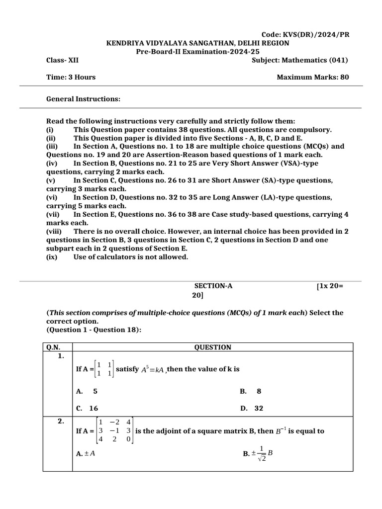 QP_ Math_XII_Set 3 | PDF | Area | Mathematical Concepts