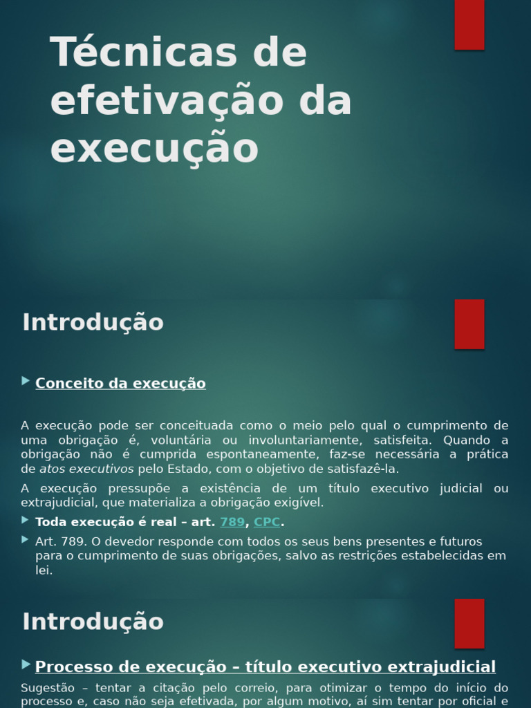 Tecnicas de Efetivacao Da Execucao - Slide | PDF | Falência | Sentença ...