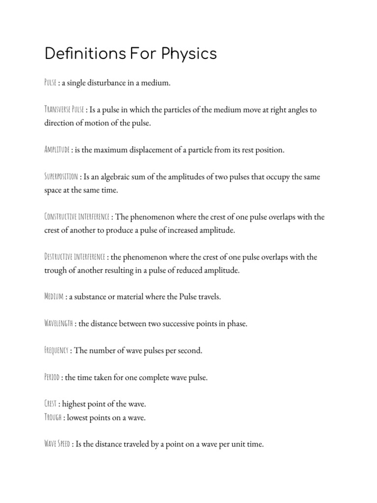 Physics Study Sheet Pdf