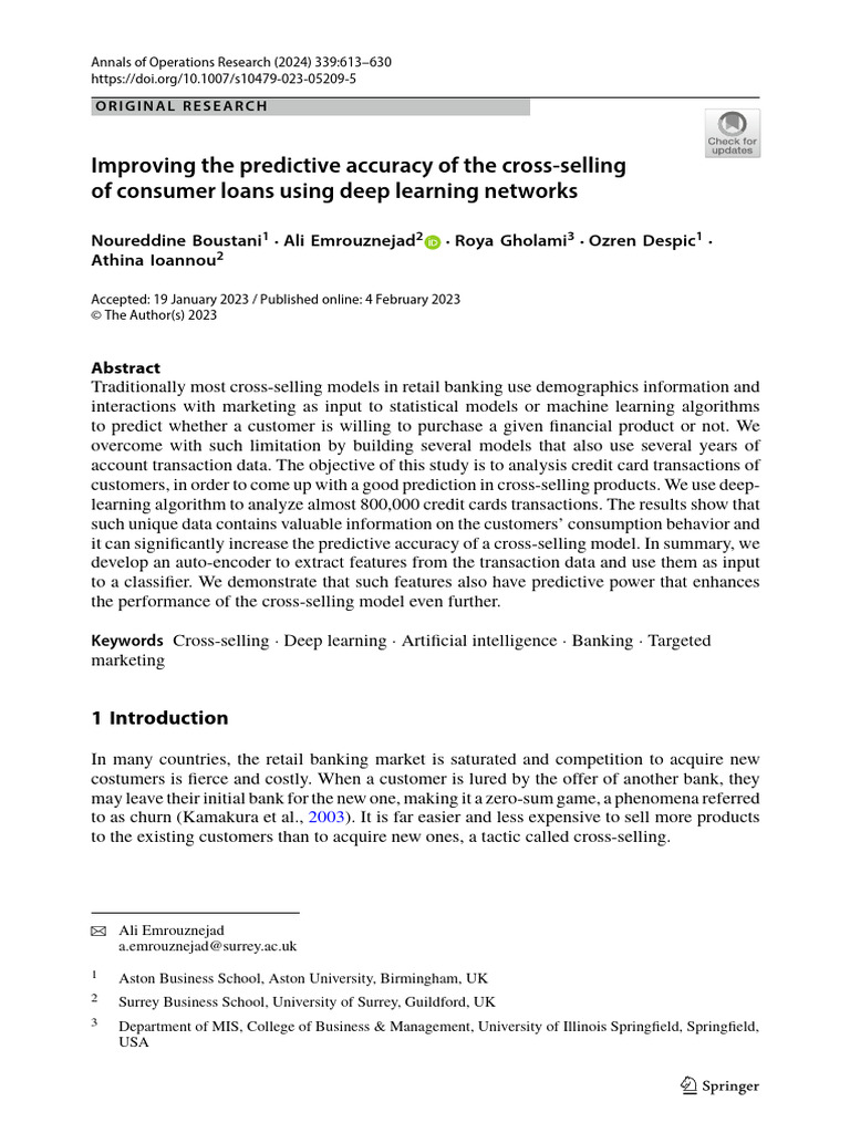 Improving The Predictive Accuracy of The Cross-Selling of Consumer ...