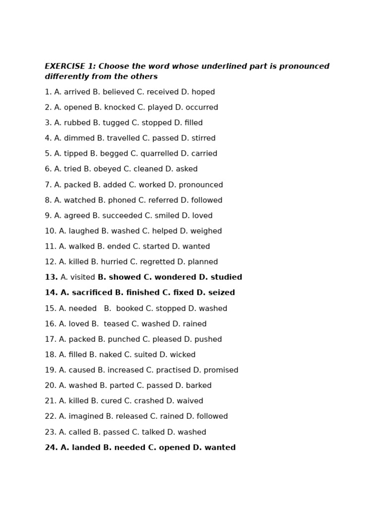 Pronunciation Ed S Es | PDF