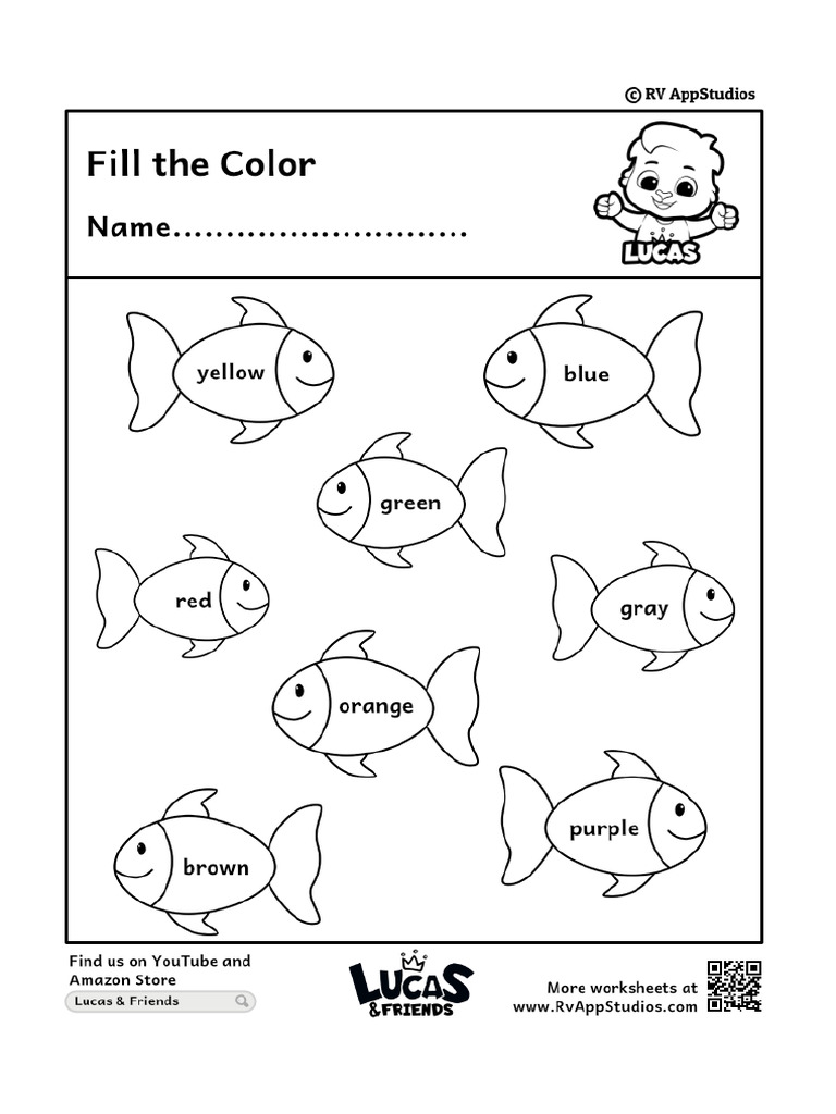 158 Free Printable Worksheets For Kids Fill The Colour in Pictures ...