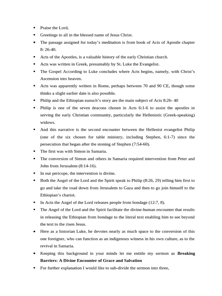 Ethiopian Eunuch: A Divine Encounter | PDF | Acts Of The Apostles | Jesus