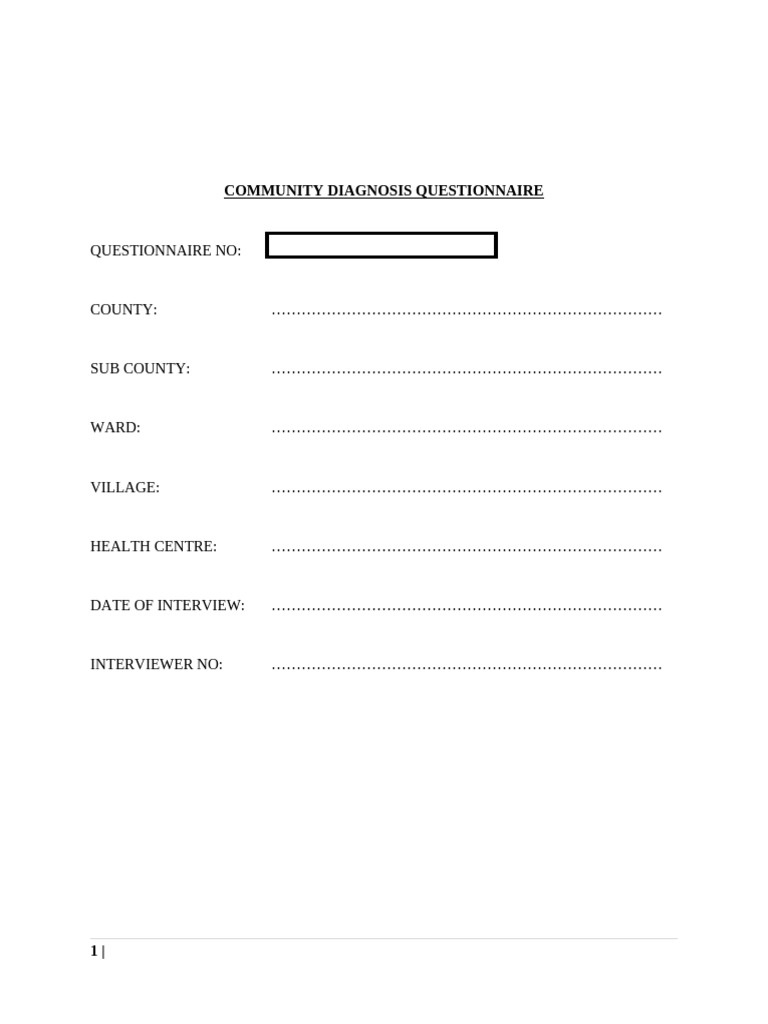 Community Diagnosis Questionnaire | PDF | Foods | Crops