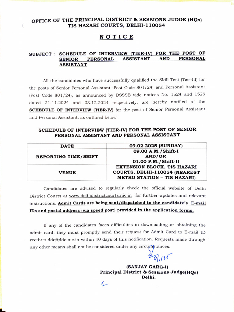 Interview Schedule for PA & SPA Posts | PDF | Government