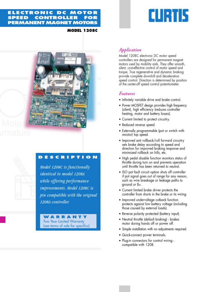 Model 1208C Motor Speed Controller | PDF | Electric Motor | Electronic ...