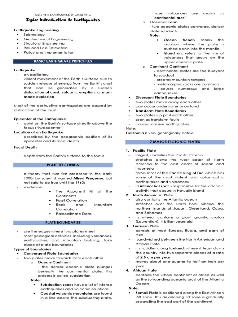Earthquake Engineering Fundamentals | PDF | Plate Tectonics | Earthquakes