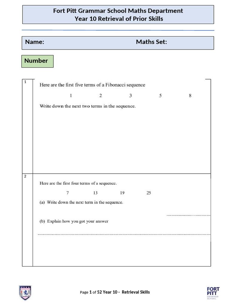 Year 10 Maths Skills Review | PDF | Mathematics