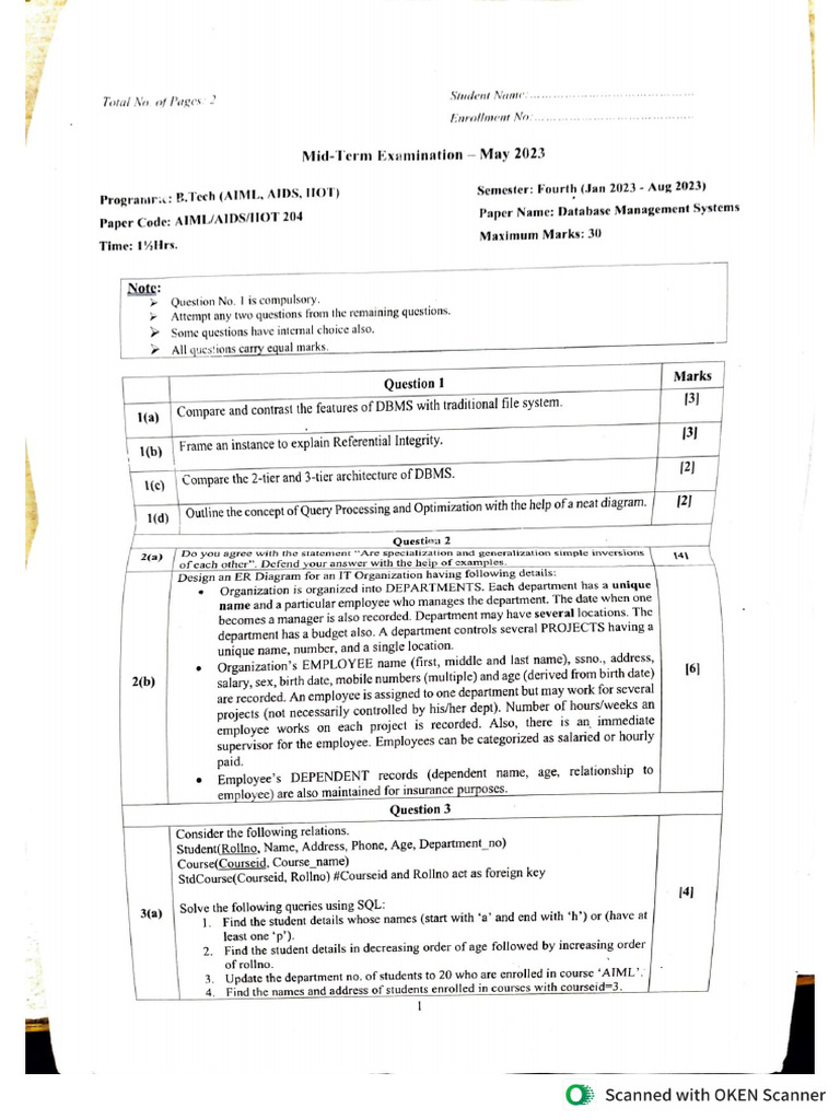 DBMS Pyq | PDF