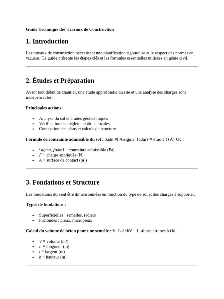 Guide Technique des Travaux de Construction | PDF | Fondation ...