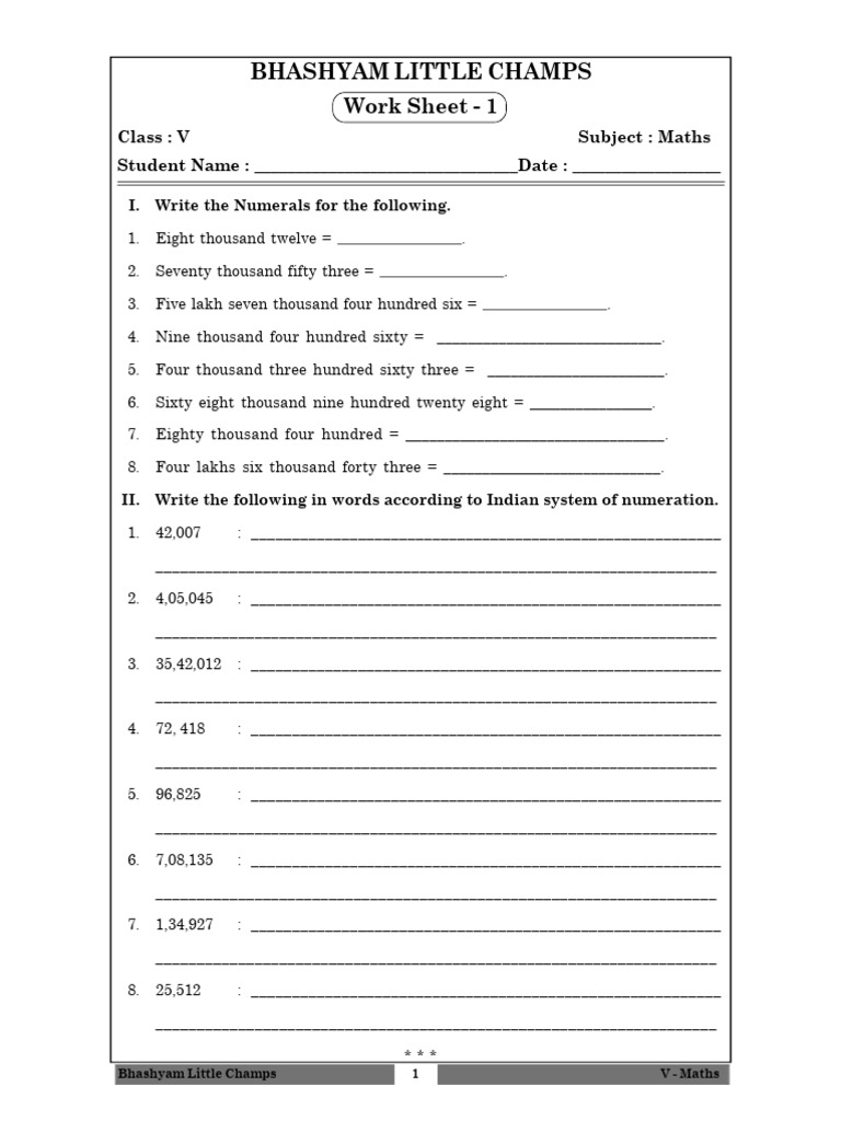 5th Maths 1 | PDF