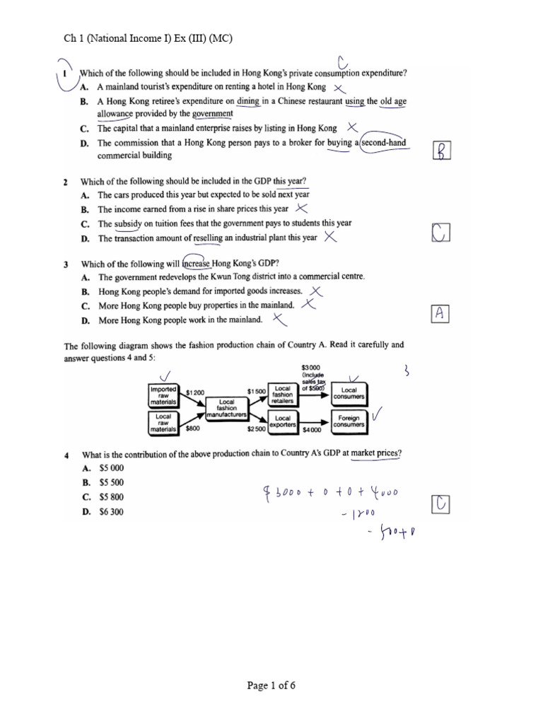 National Income Chapter 1 Exercises | PDF