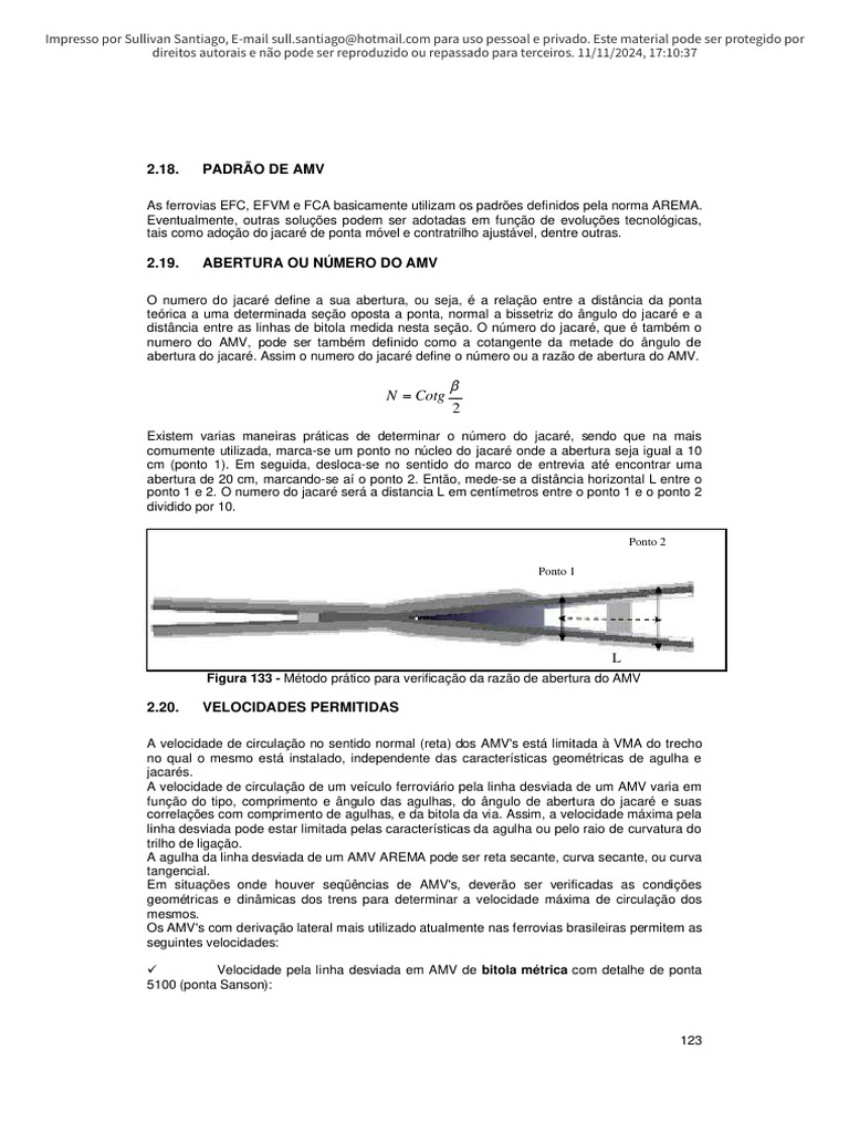 Padrões e Tipos de AMV em Ferrovias | PDF | Bitola (medida ...