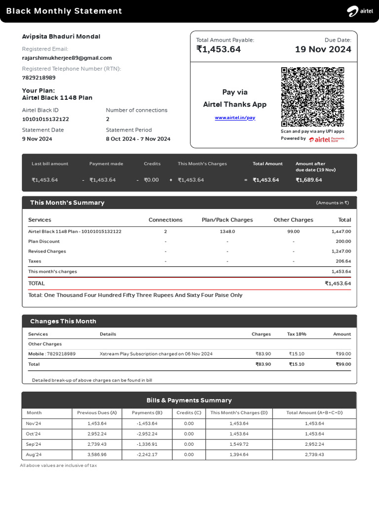 Invoice - 1731090600 Oct'24 | PDF | Payments | Cheque