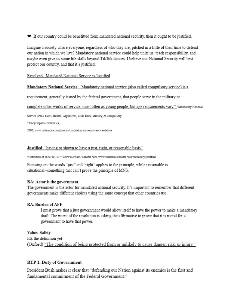 Justifying Mandatory National Service | PDF | Conscription | Selective ...