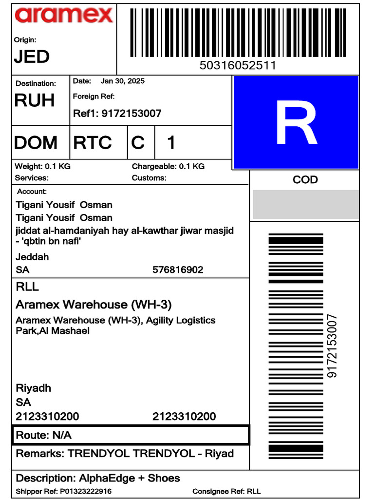 Shipment Details: Jeddah to Riyadh | PDF