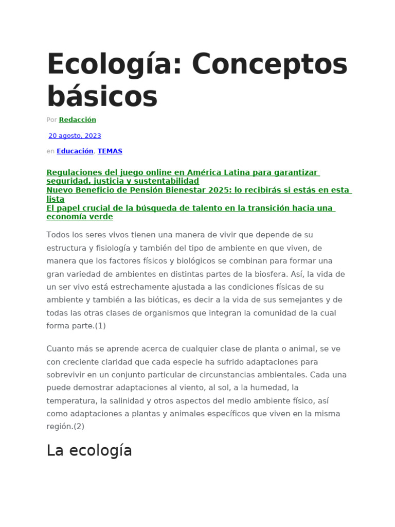 Introducción a la Ecología y sus Conceptos | PDF | Ecología | Ecosistema