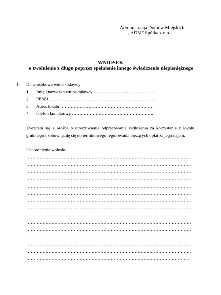 wniosek-o-zwolnienie-z-dlugu-poprzez-spelnienie-innego-swiadczenia