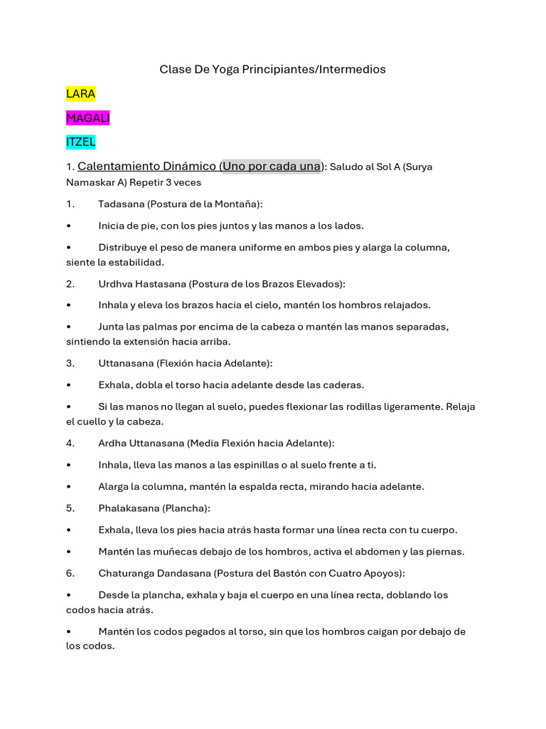 Clase de Yoga para Principiantes | PDF