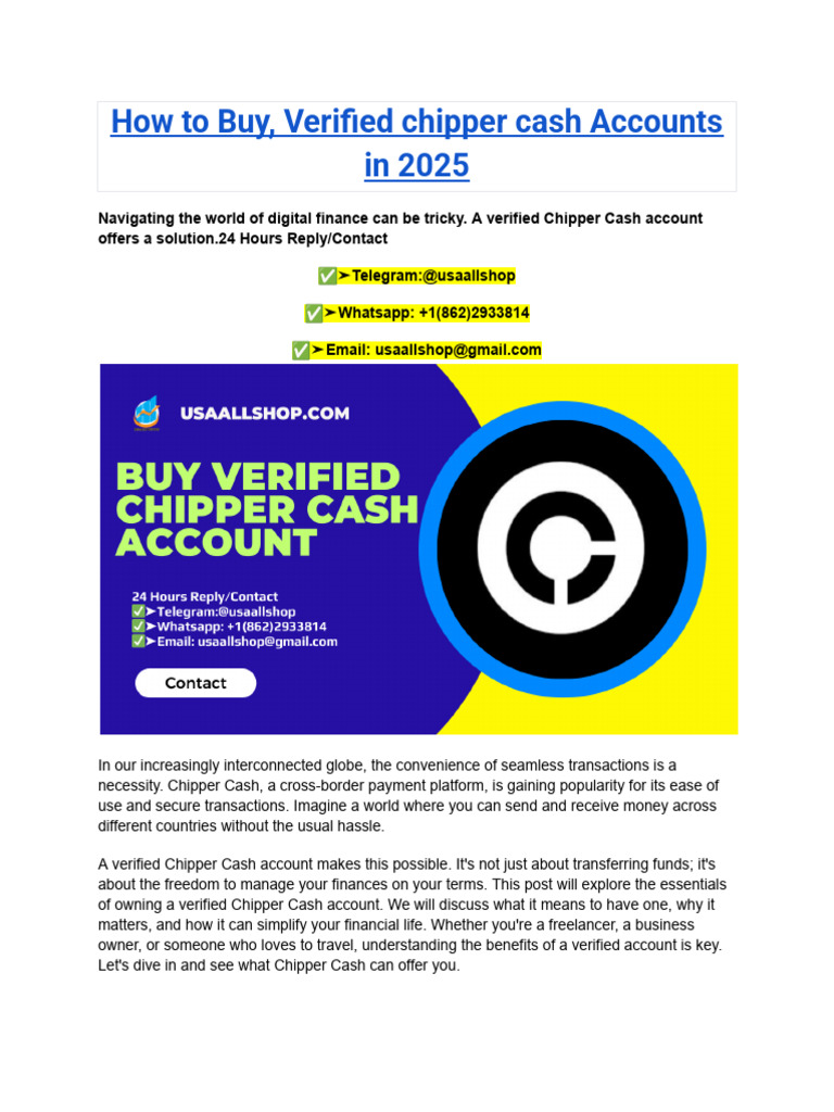 How To Buy, Verified Chipper Cash Accounts in 2025 | PDF | Cash | Computer  Security
