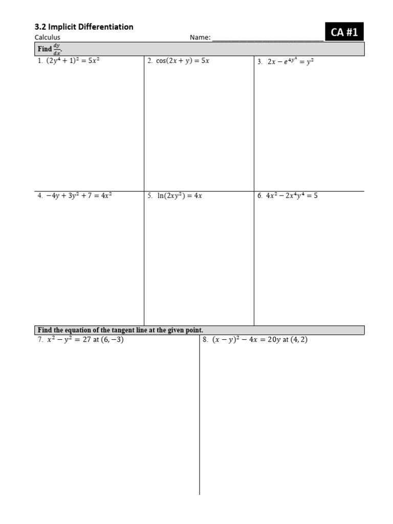 Implicit Differentiation Ca1 - 250114 - 092446 | PDF
