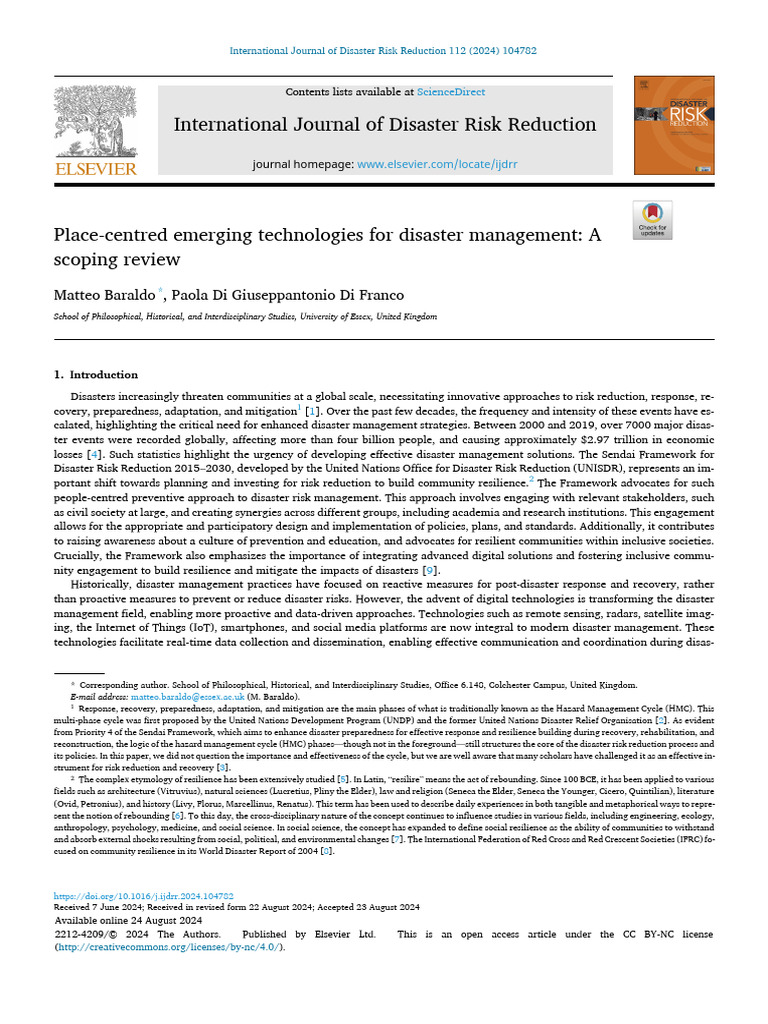 Emerging Tech in Disaster Management | PDF | Emergency Management ...