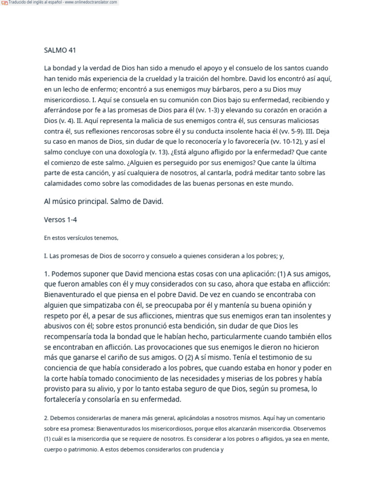 Salmo 41: Consuelo en la Enfermedad | PDF | Pecado | Salmos