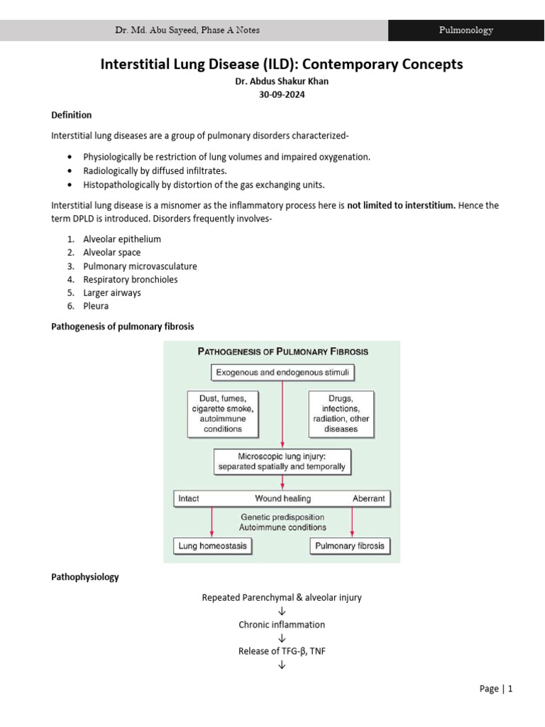 Interstitial Lung Disease Overview | PDF | Respiratory Diseases | Lung