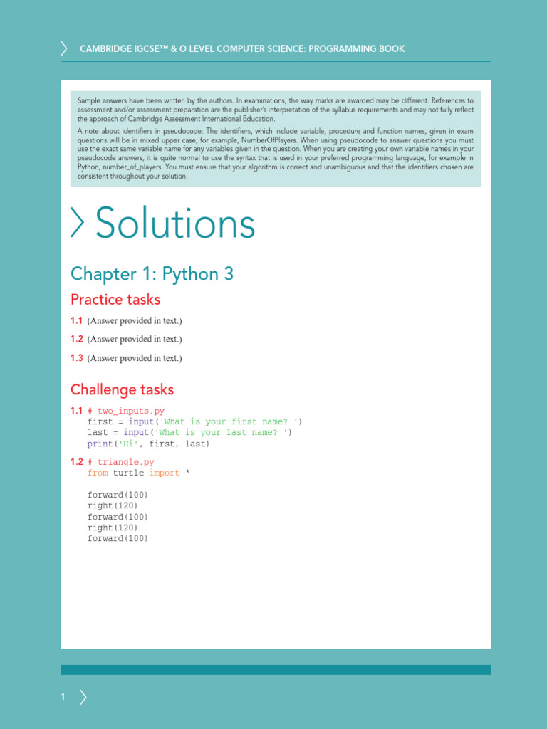igcse_compsci_2ed_python_sol | PDF | Algorithms | Computer Programming