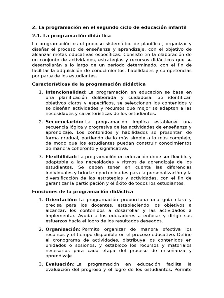 Programación Didáctica en Educación Infantil | PDF | Plan de estudios ...