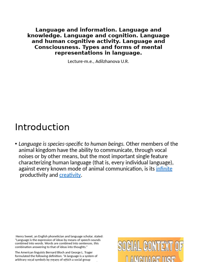 Language, Knowledge, and Cognition Insights | PDF | Reading ...