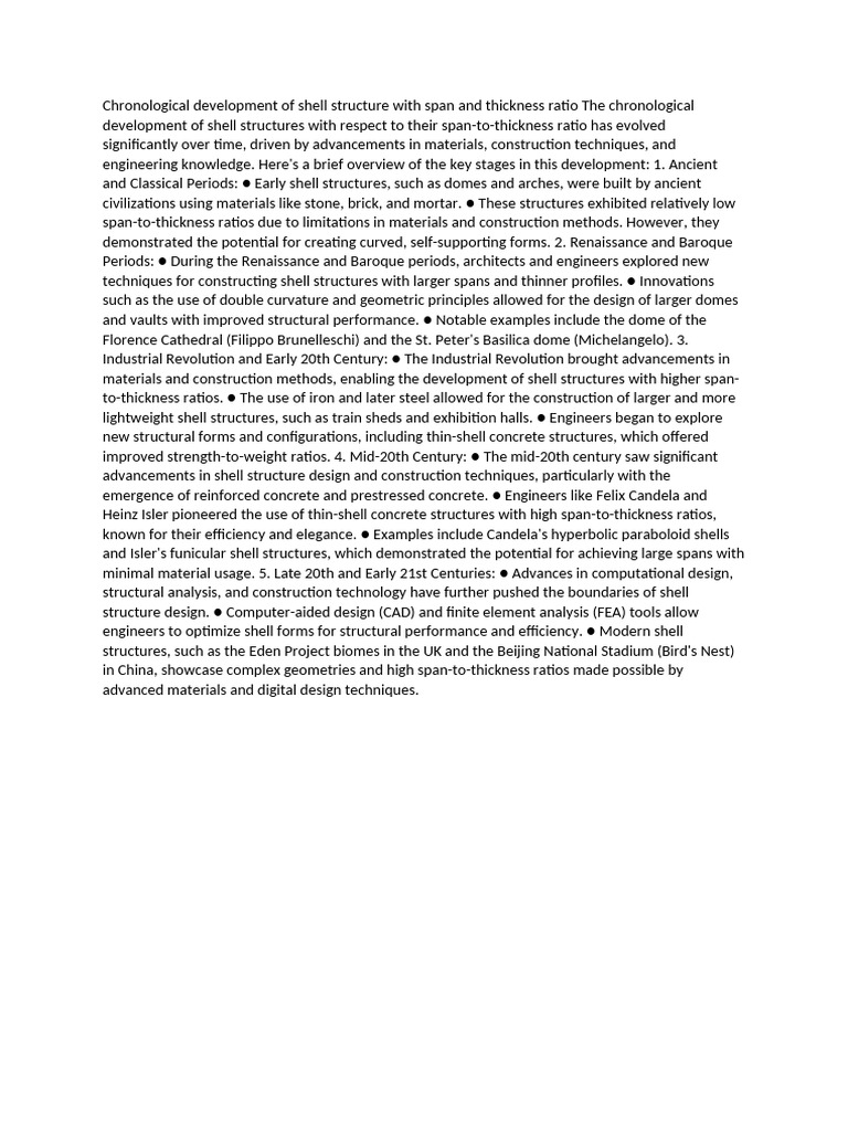 Chronological Development of Shell Structure With Span and Thickness ...