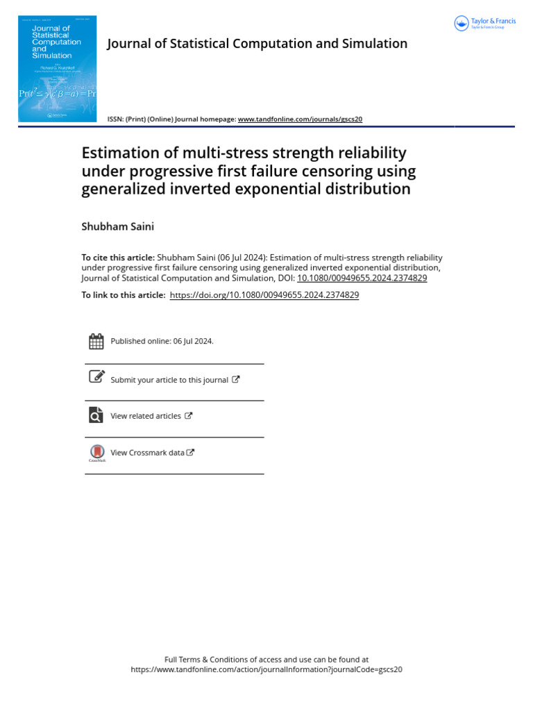 Multi-Stress Strength Reliability Estimation | PDF | Bayesian Inference ...