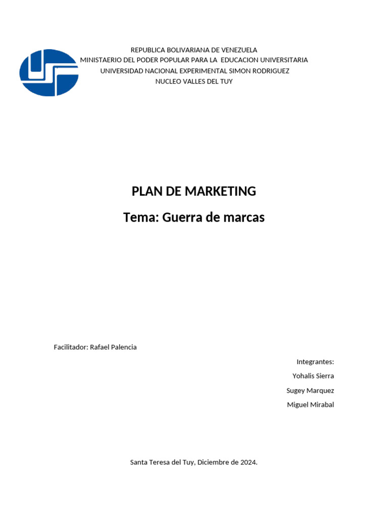 Plan de Marketing para Glup en Venezuela | PDF | Marketing | Marca
