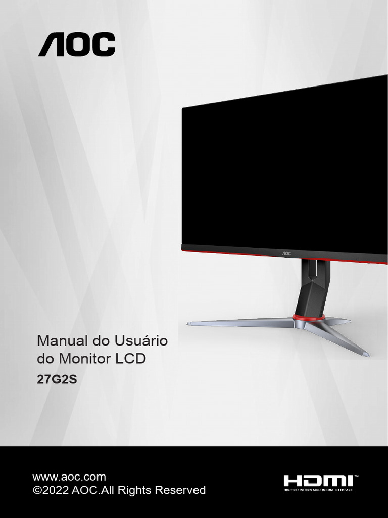 Manual do Monitor LCD AOC 27G2S | PDF | Monitor de computador | HDMI